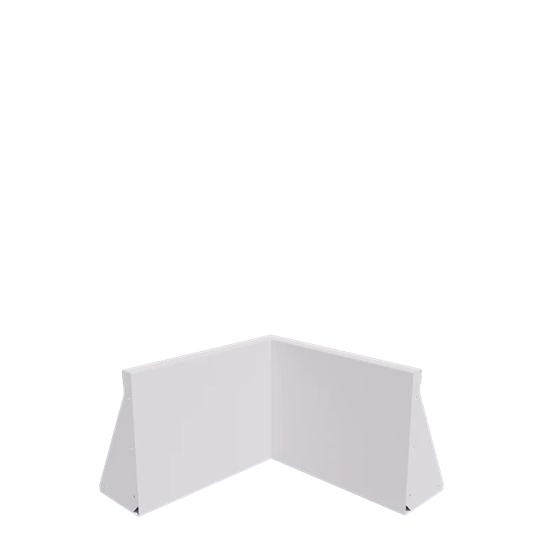 Muro de contenção em aço - Canto interno - 50 x 50 x 40 cm - RAL9010 fosco (branco)