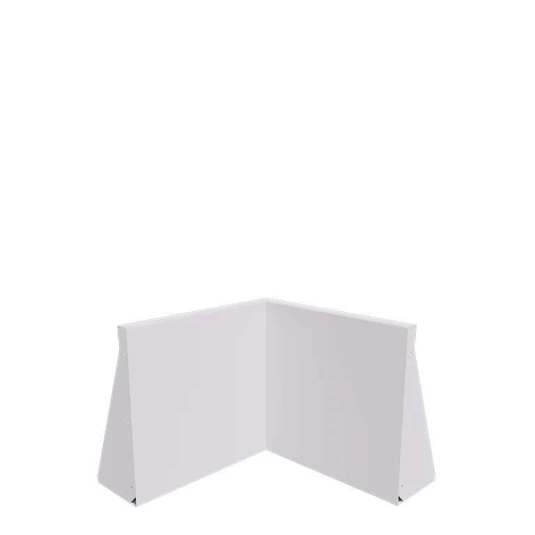 Muro de contenção em aço - Canto interno - 50 x 50 x 50 cm - RAL9010 fosco (branco)