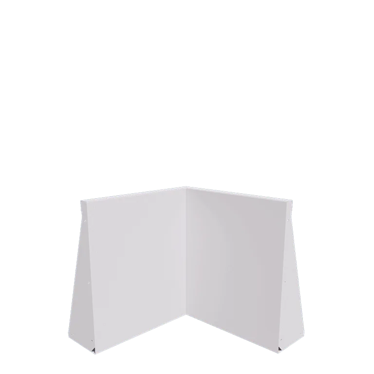 Muro de contenção em aço - Canto interno - 50 x 50 x 60 cm - RAL9010 fosco (branco)