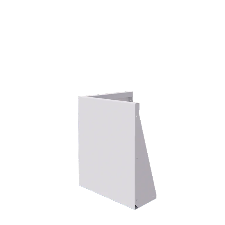 Muro de contenção em aço - Canto externo - 50 x 50 x 60 cm - RAL9010 fosco (branco)