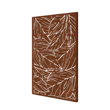 Painel decorativo em aço corten - Folhas 1 - 120 x 6 x 190 cm