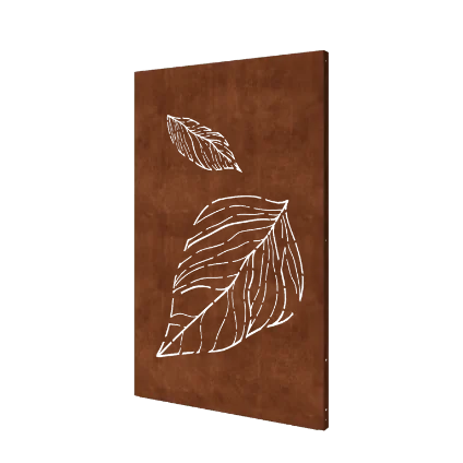Painel decorativo em aço corten - Folhas 2 - 120 x 6 x 190 cm