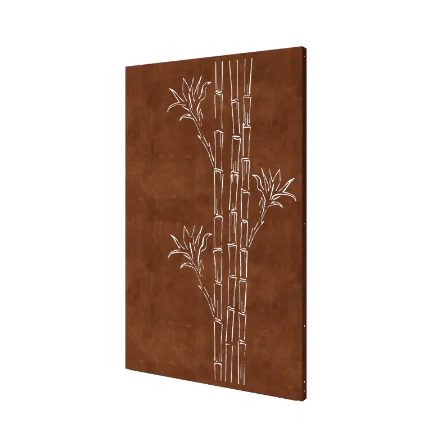 Painel decorativo em aço corten - Bambu - 120 x 6 x 190 cm