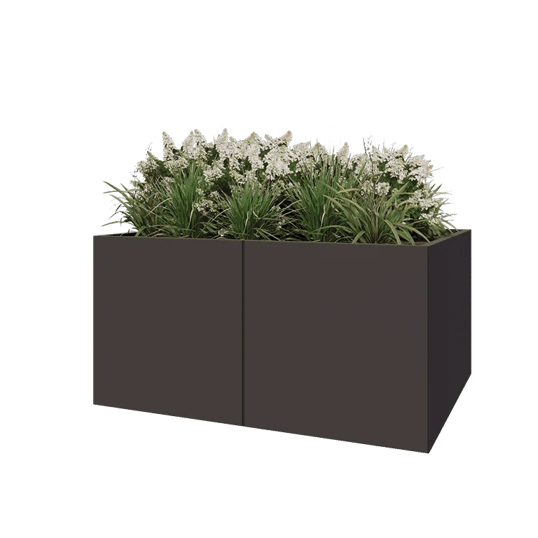 Floreira XXL em aço - Retângulo - 160 x 120 x 80 cm - RAL7016 fosco (cinzento antracite) - Sem placa de base