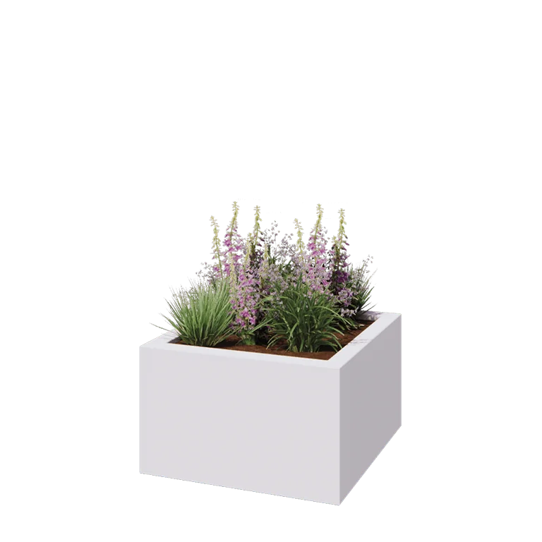 Floreira em fibra de vidro - Quadrado - 100 x 100 x 60 cm - RAL9010 mate (branco) - Com fundo