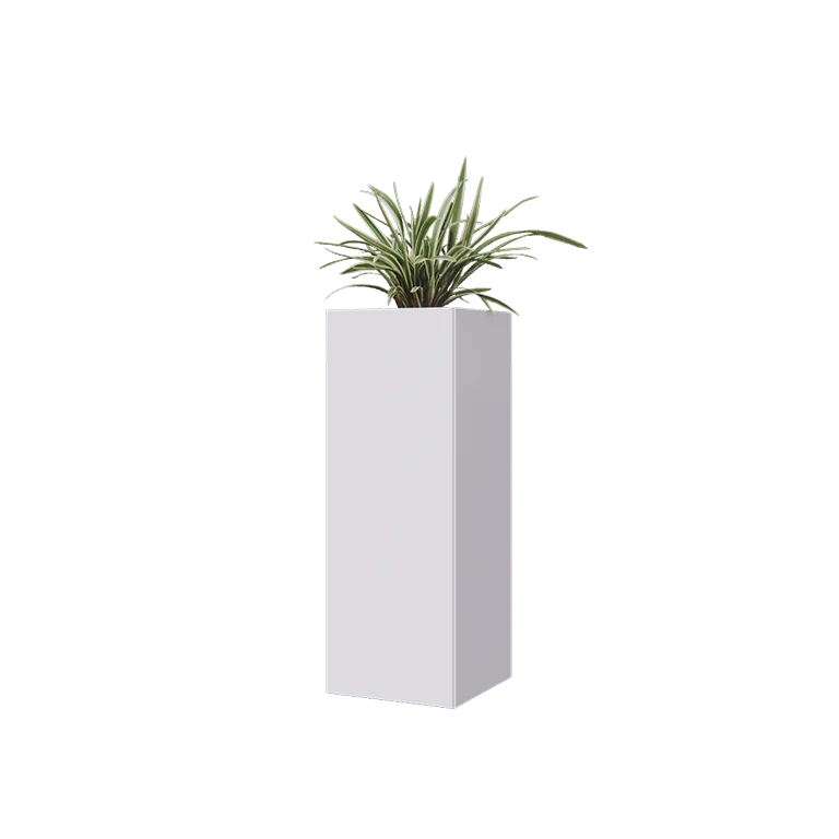 Floreira em aço - Quadrado - 30 x 30 x 80 cm - RAL9010 fosco (branco) - Com placa de base