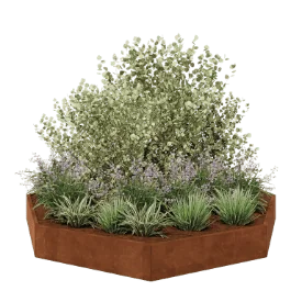 Floreira em aço corten - Octógone - 289,7 x 289,7 x 30 cm - Sem placa de base