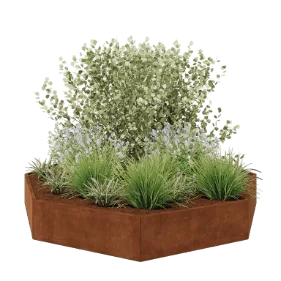 Floreira em aço corten - Octógone - 289,7 x 289,7 x 40 cm - Sem placa de base