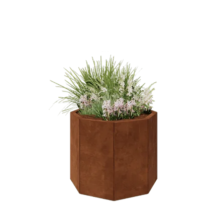 Floreira em aço corten - Octógone - 72,4 x 72,4 x 60 cm - Sem placa de base