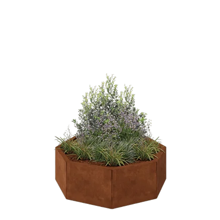 Floreira em aço corten - Octógone - 96,6 x 96,6 x 30 cm - Sem placa de base