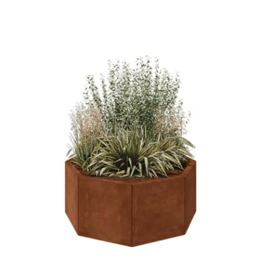 Floreira em aço corten - Octógone - 96,6 x 96,6 x 40 cm - Sem placa de base