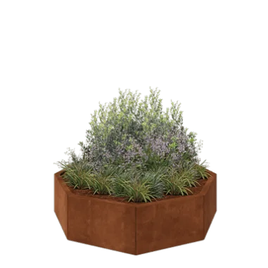 Floreira em aço corten - Octógone - 120,7 x 120,7 x 30 cm - Sem placa de base