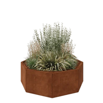 Floreira em aço corten - Octógone - 120,7 x 120,7 x 40 cm - Sem placa de base