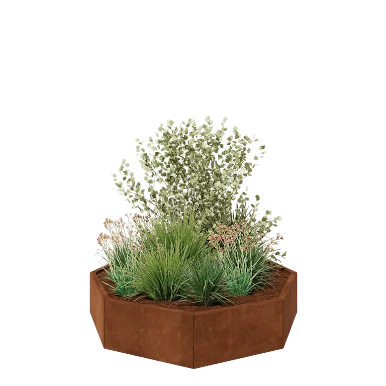 Floreira em aço corten - Octógone - 144,9 x 144,9 x 30 cm - Sem placa de base