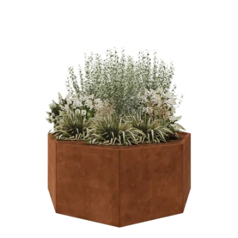 Floreira em aço corten - Octógone - 168,6 x 168,6 x 70 cm - Sem placa de base