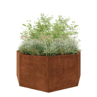 Floreira em aço corten - Octógone - 193,1 x 193,1 x 80 cm - Sem placa de base