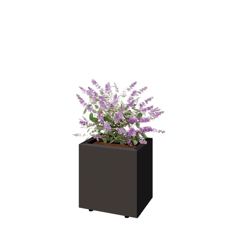 Floreira em aço - Retângulo - 40 x 30 x 40 cm - Outra cor RAL - Com placa de base - Com pés