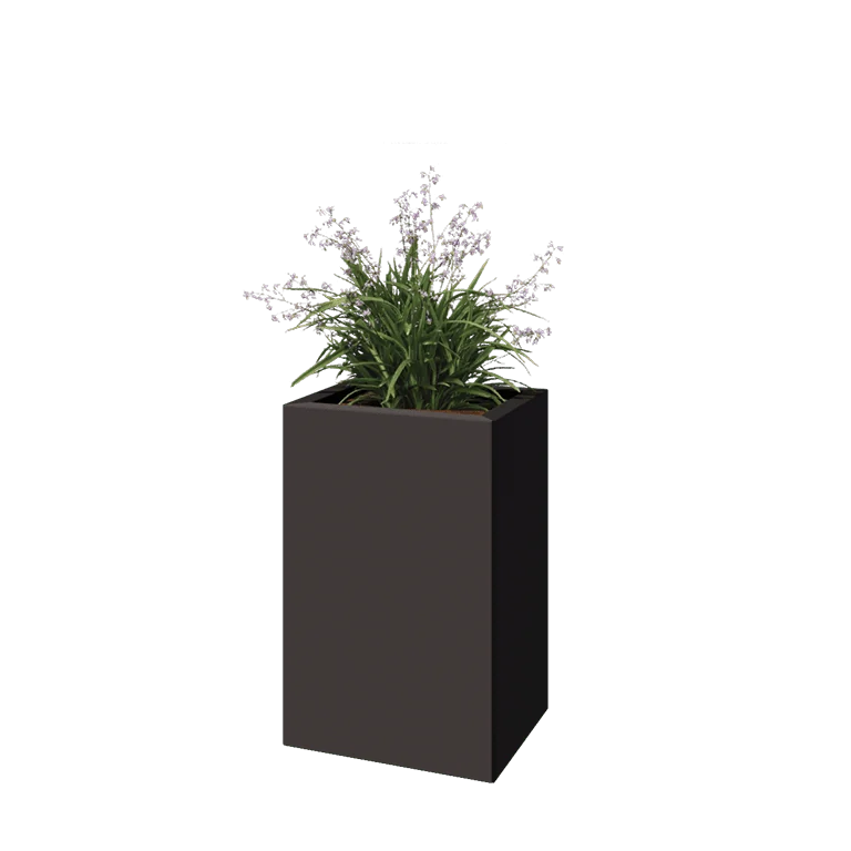 Floreira em aço - Retângulo - 40 x 30 x 60 cm - Outra cor RAL - Com placa de base