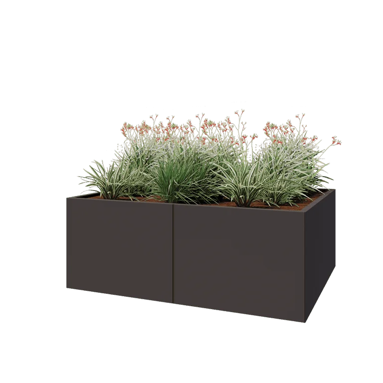 Floreira XXL em aço - Retângulo - 160 x 120 x 60 cm - Outra cor RAL - Sem placa de base