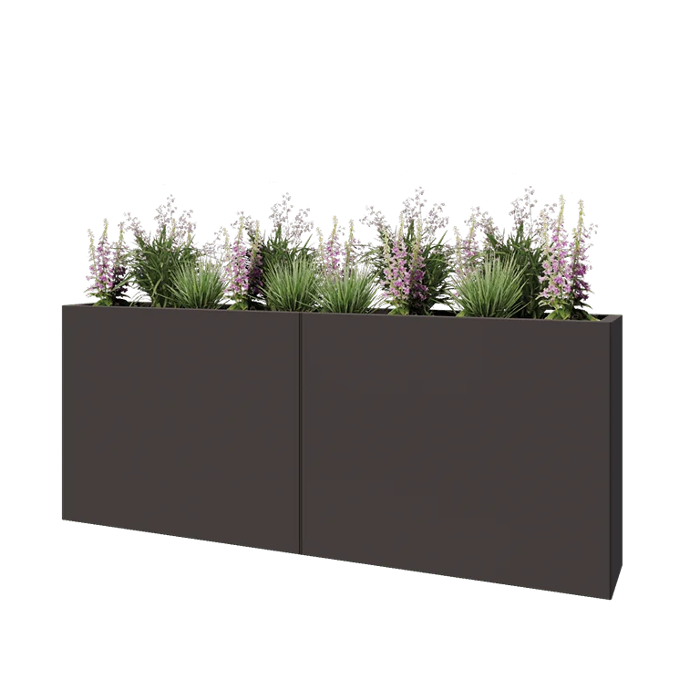 Floreira XXL em aço - Retângulo - 200 x 30 x 80 cm - Outra cor RAL - Sem placa de base