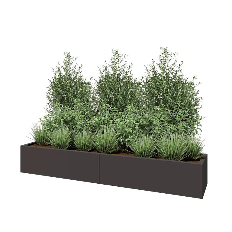 Floreira XXL em aço - Retângulo - 200 x 40 x 30 cm - Outra cor RAL - Sem placa de base