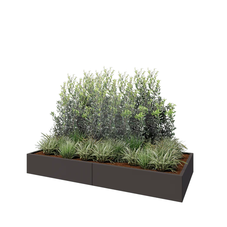 Floreira XXL em aço - Retângulo - 240 x 100 x 30 cm - RAL7016 fosco (cinzento antracite) - Sem placa de base