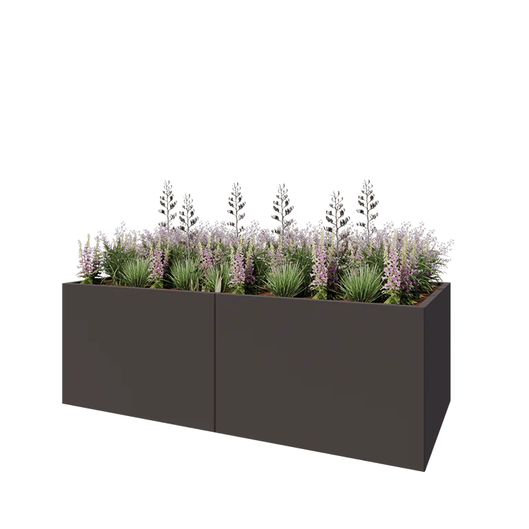 Floreira XXL em aço - Retângulo - 240 x 100 x 80 cm - RAL7016 fosco (cinzento antracite) - Sem placa de base