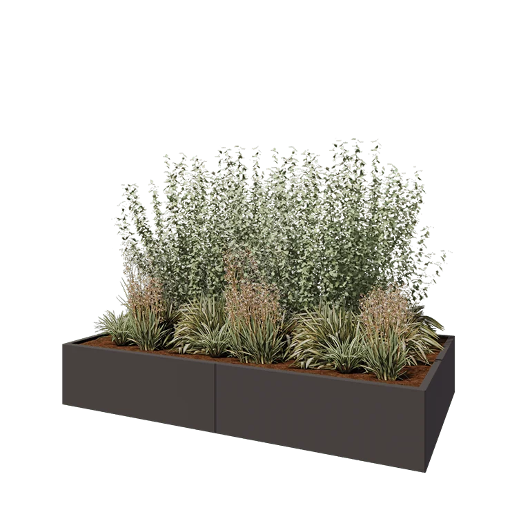 Floreira XXL em aço - Retângulo - 240 x 120 x 40 cm - RAL7016 fosco (cinzento antracite) - Sem placa de base
