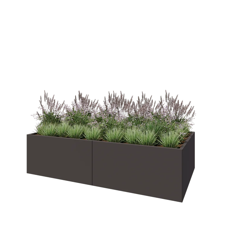 Floreira XXL em aço - Retângulo - 240 x 120 x 60 cm - RAL7016 fosco (cinzento antracite) - Sem placa de base