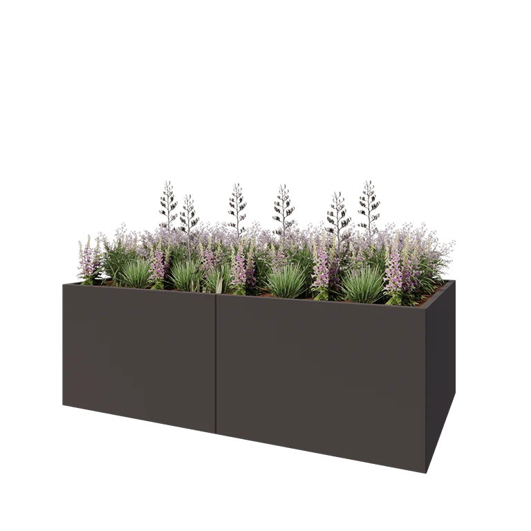 Floreira XXL em aço - Retângulo - 240 x 120 x 80 cm - RAL7016 fosco (cinzento antracite) - Sem placa de base