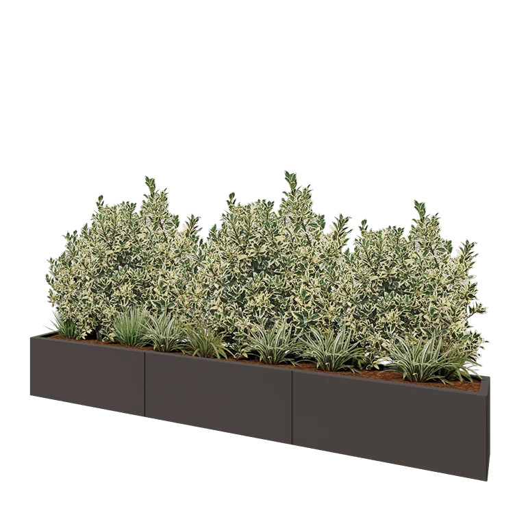 Floreira XXL em aço - Retângulo - 300 x 30 x 40 cm - RAL7016 fosco (cinzento antracite) - Sem placa de base