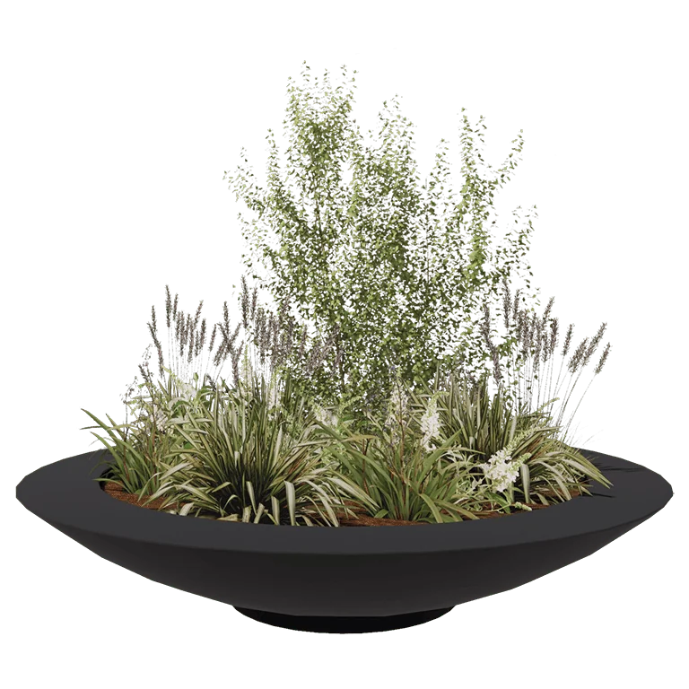 Floreira em fibra de vidro - Taça - Ø 200 x 40 cm - RAL7021 mate (cinzento preto) - Com fundo