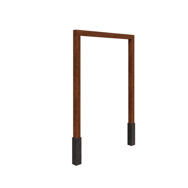 Pérgola em aço corten - Reta - 200 x 230 cm - Com base de betão