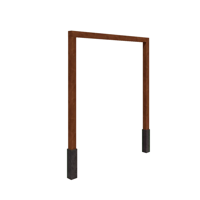 Pérgola em aço corten - Reta - 250 x 230 cm - Com base de betão