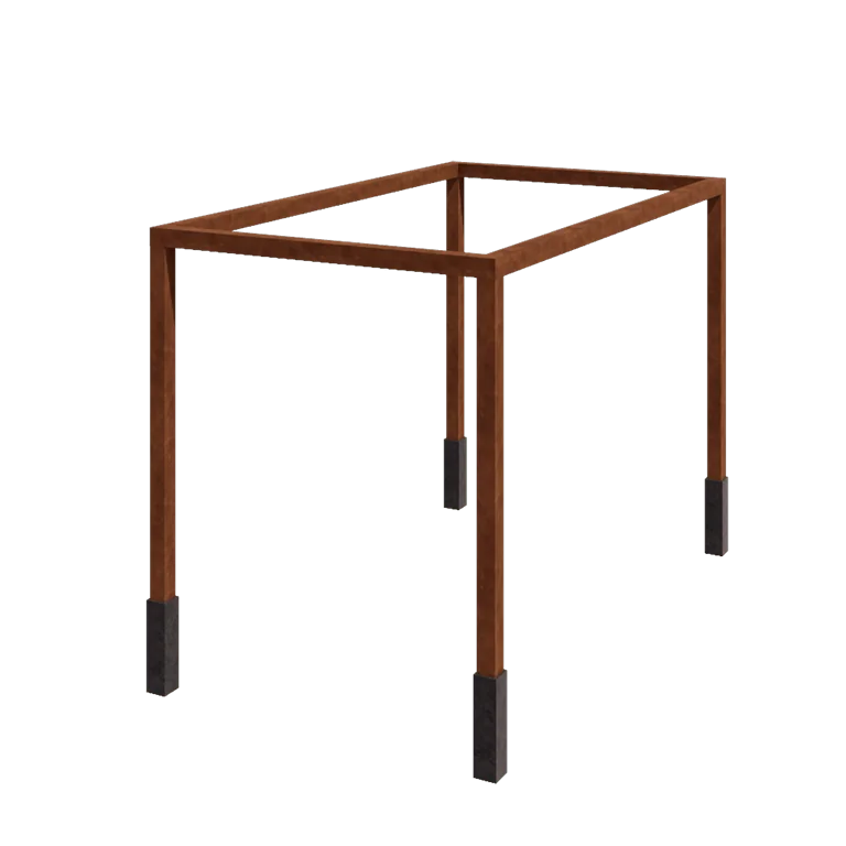Pérgola em aço corten - Retângulo - 424 x 250 x 230 cm - Com base de betão