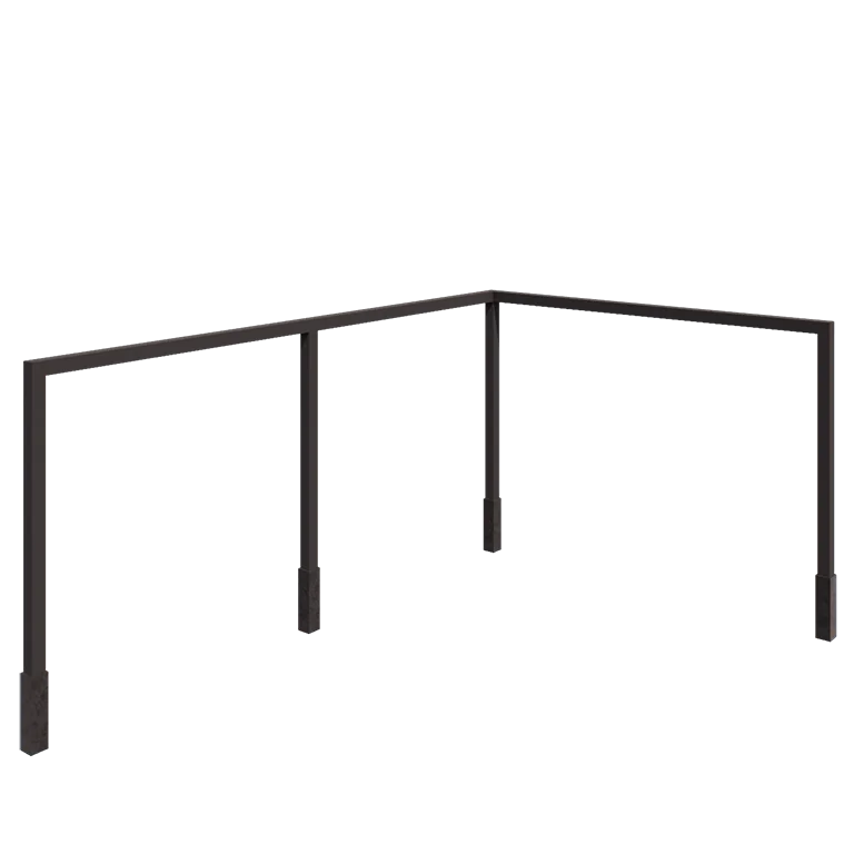 Pérgola em aço - Canto - 600 x 412 x 230 cm - Outra cor RAL - Com base de betão