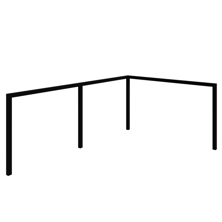 Pérgola em aço - Canto - 600 x 412 x 230 cm - RAL9005 fosco (preto) - Sem base de betão