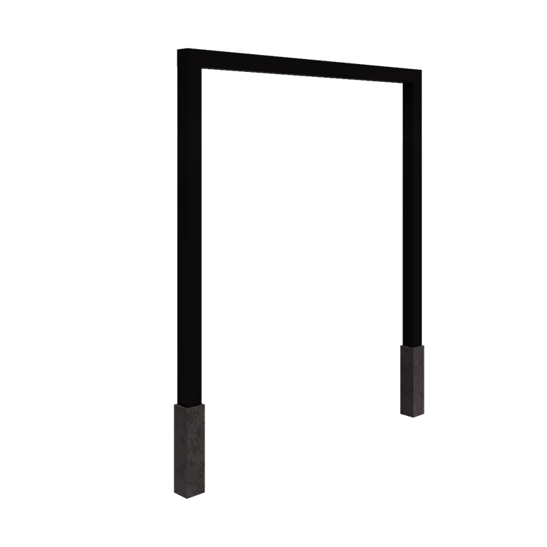 Pérgola em aço - Reta - 250 x 230 cm - RAL9005 fosco (preto) - Com base de betão