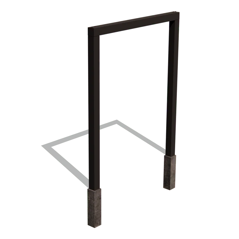 Pérgola em aço - Reta - 200 x 230 cm - RAL9005 fosco (preto) - Com base de betão