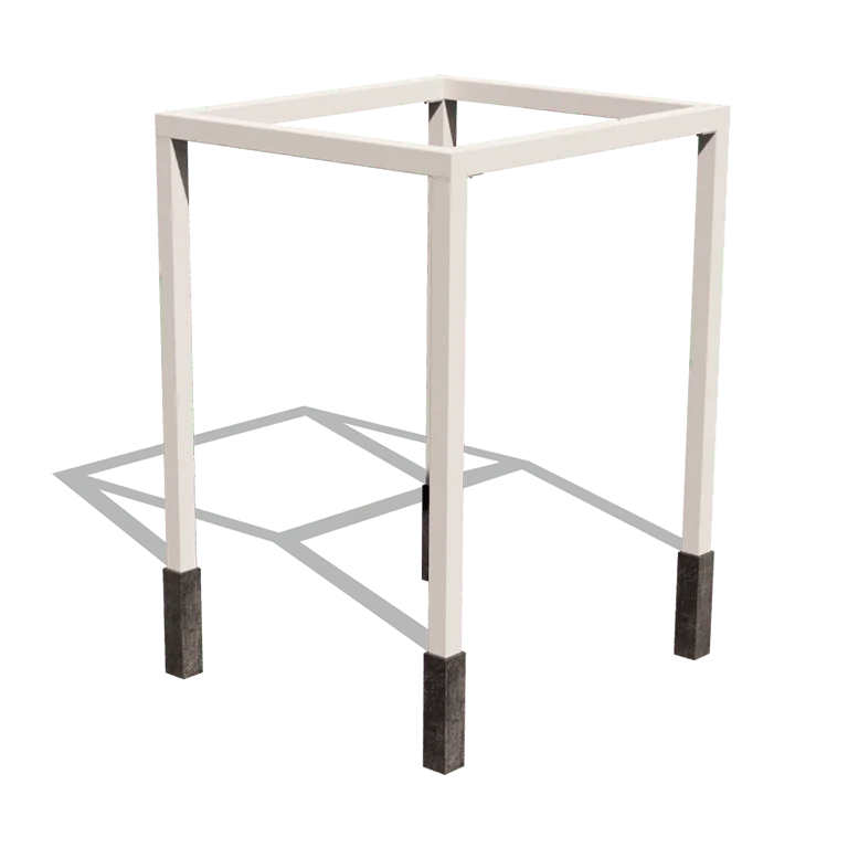Pérgola em aço - Quadrado - 224 x 200 x 230 cm - RAL9010 fosco (branco) - Com base de betão
