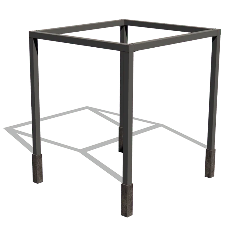 Pérgola em aço - Quadrado - 274 x 250 x 230 cm - RAL9005 fosco (preto) - Com base de betão