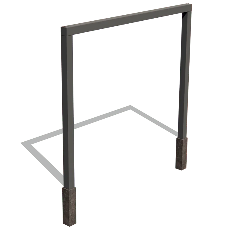 Pérgola em aço - Reta - 300 x 230 cm - RAL9005 fosco (preto) - Com base de betão