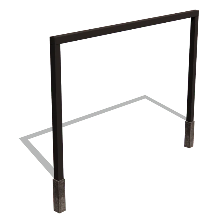 Pérgola em aço - Reta - 400 x 230 cm - RAL9005 fosco (preto) - Com base de betão