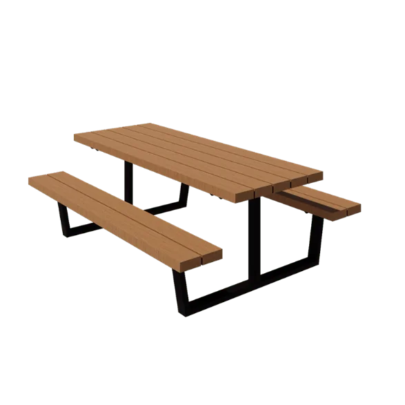 Mesa de piquenique em aço - Georgia M - 200 x 163 x 75 cm - Com madeira de Douglas