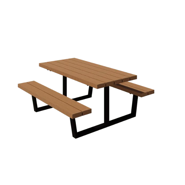 Mesa de piquenique em aço - Georgia S - 160 x 163 x 75 cm - Com madeira de Douglas