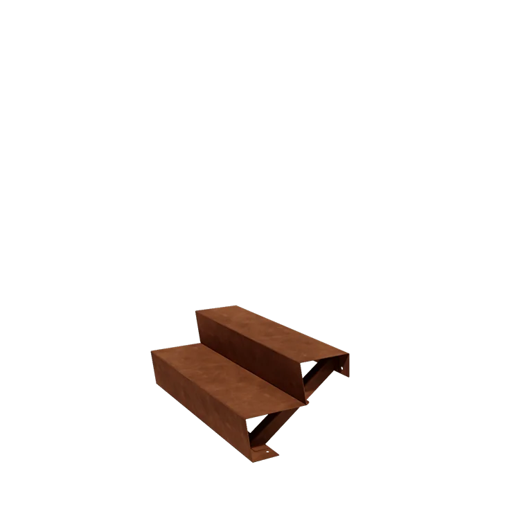 Escada de exterior em aço corten - 2-degrau - 48 x 100 x 34 cm