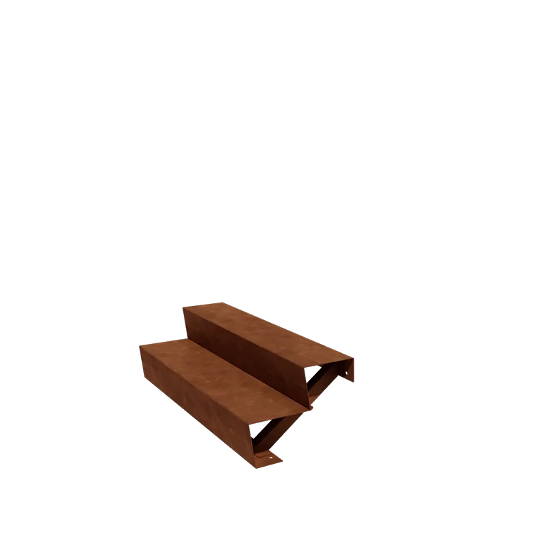 Escada de exterior em aço corten - 2-degrau - 48 x 120 x 34 cm