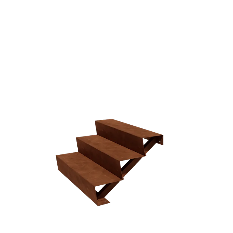 Escada de exterior em aço corten - 3-degrau - 72 x 100 x 51 cm