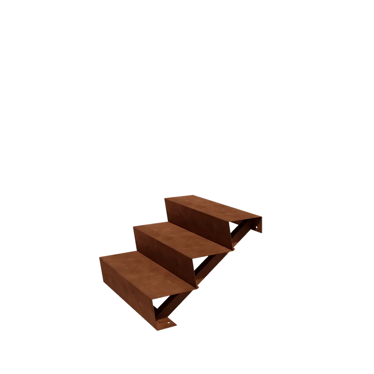 Escada de exterior em aço corten - 3-degrau - 72 x 80 x 51 cm