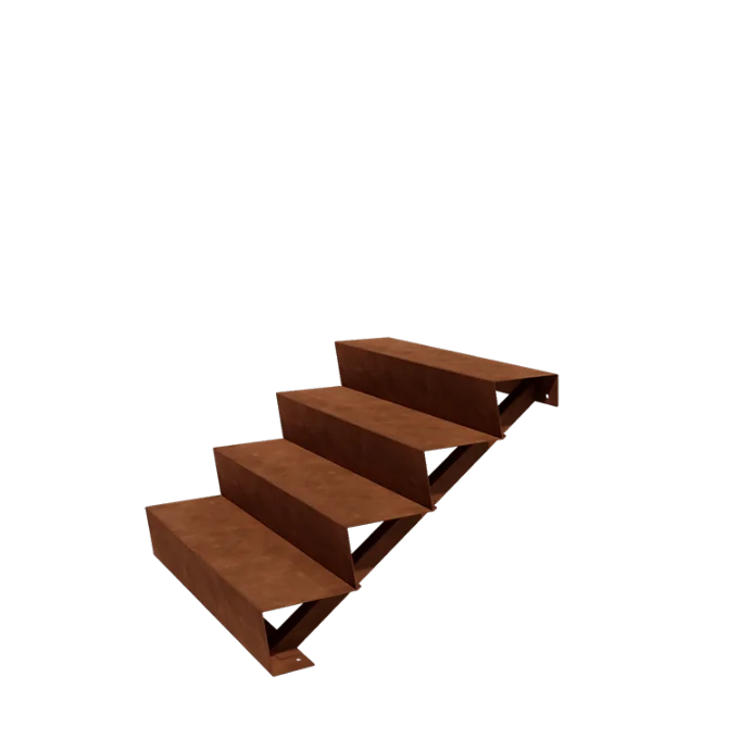 Escada de exterior em aço corten - 4-degrau - 96 x 100 x 68 cm
